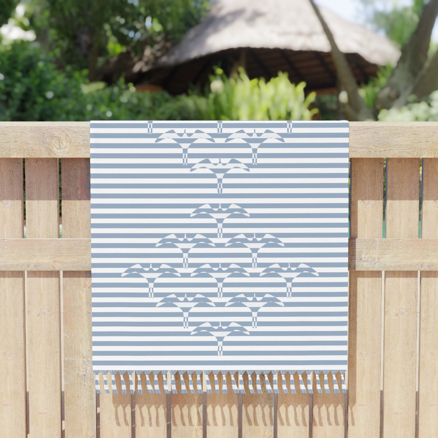 Stripe Iwa Bird Beach Towel Blue