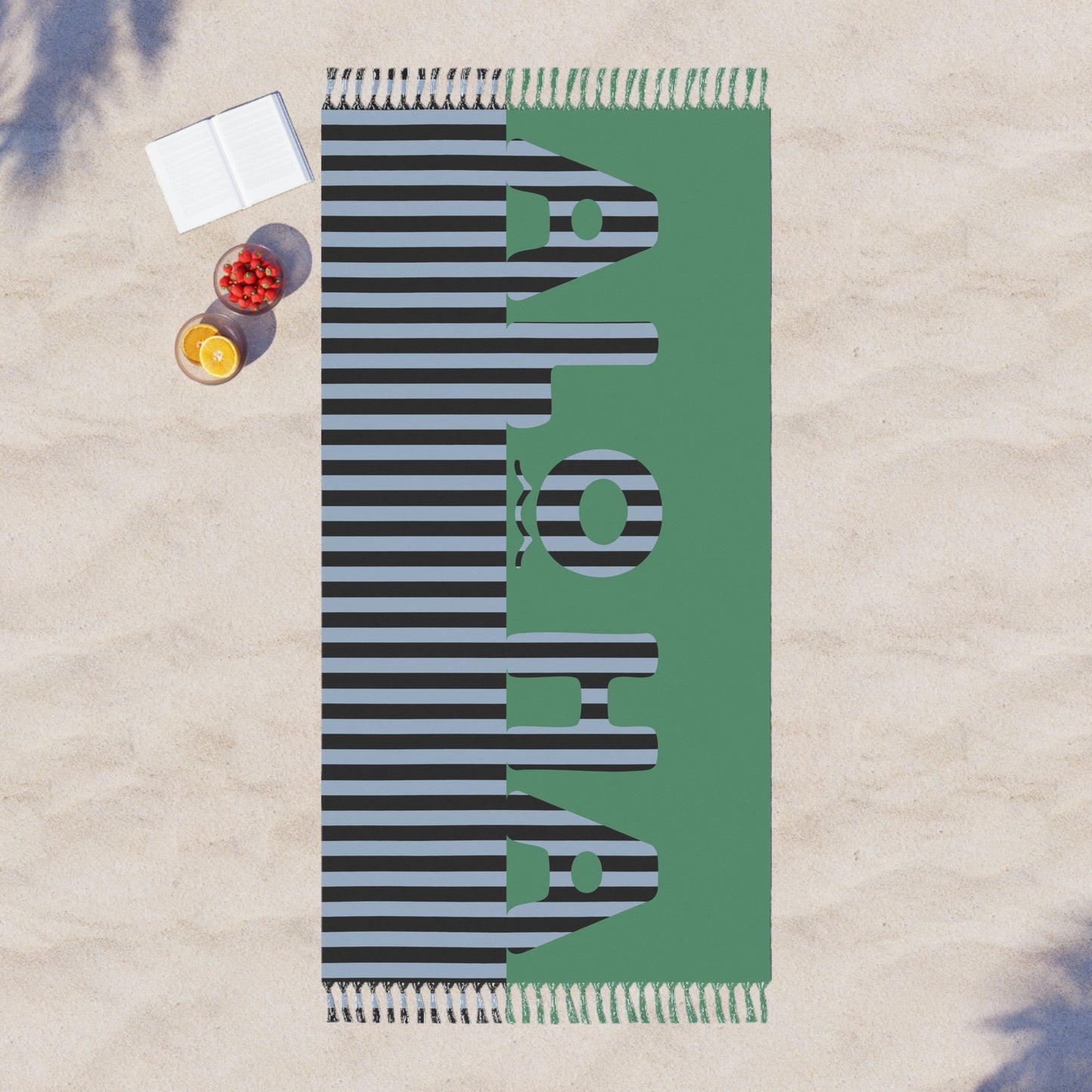 Stripe Aloha Beach Cloth Towel Green