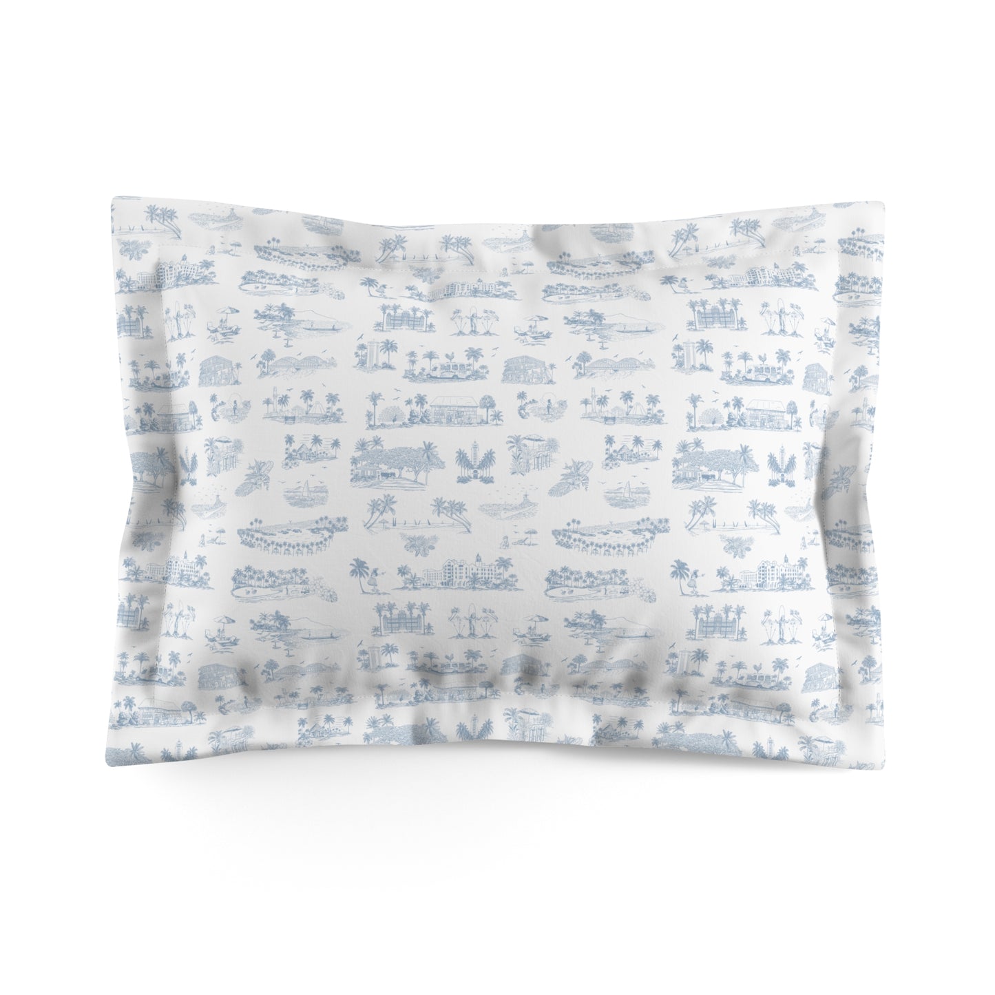 Oahu Pillow Sham white, light blue